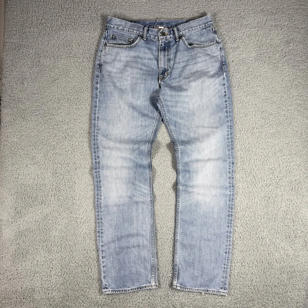 Banana Republic Indigo Straight‎ Jeans Mens 33x34 Light Wash Blue Cotton